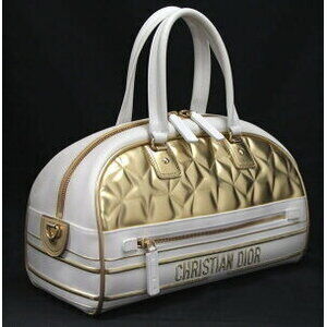 Dior Leather White Gold Christian Bowling VIBE Bag
